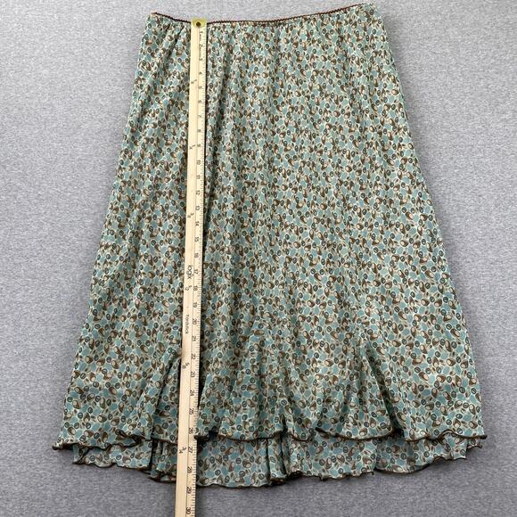 Vintage Dressbarn Y2K Midi Skirt 14/16 Teal Brown Funky Retro Flare Hem Fairy - Picture 6 of 13